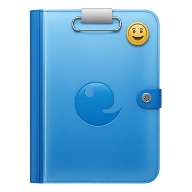 A translucent blue plastic folder with rounded corners, elastic string and button closure, soft matte finish, and a passport/travel symbol on the front. sticker