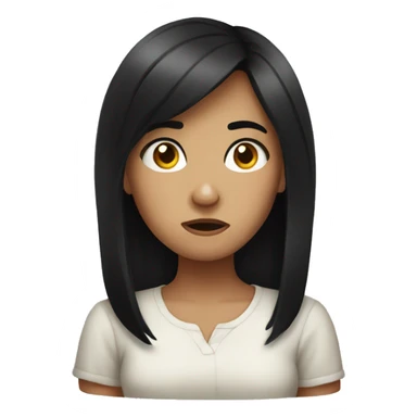 confused girl with black hair sticker