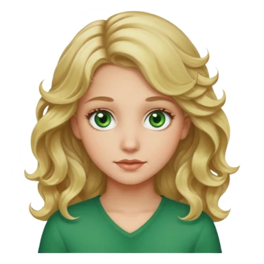 Girl with blond wavy hair and green eyes sticker