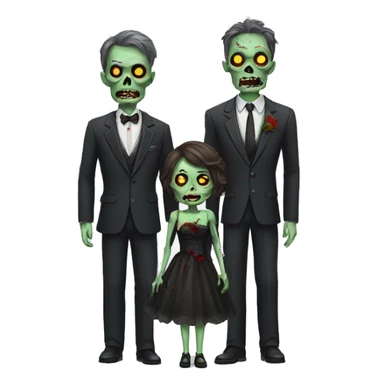zombie family wearing formal outfits sticker