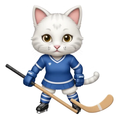 female cat hockey player with stick sticker