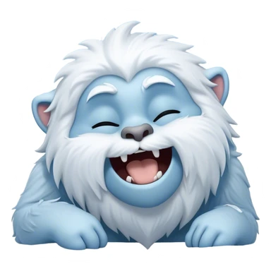 Cinematic Cute Yawning Yeti Portrait Emoji, with a charming, fluffy, snow-dusted figure in gentle whites and cool blues, head tilting back in a wide, endearing yawn with softly closed, peaceful eyes and a content little smile, simplified yet irresistibly adorable, highly detailed with a soft, frosty glow and outline capturing the serene slumber of a yeti! sticker