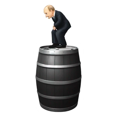 Vladimir Putin doing a hand stand  on a keg sticker