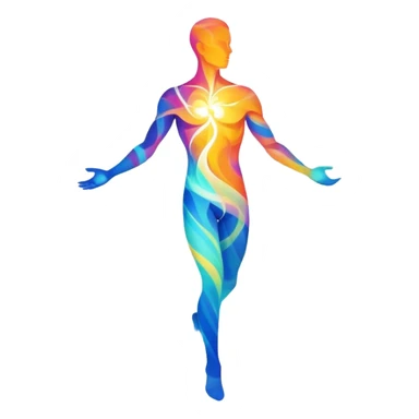 Minimal male form silhouette made of swirling abstract energy, ethereal style essence, no detailed features, just flowing shape sticker