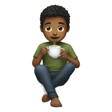 A boy drinking tea  sticker