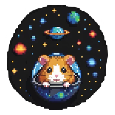 hamster floating in space sticker