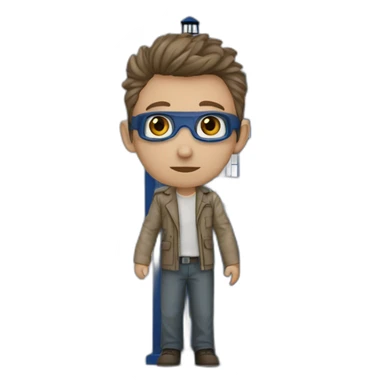 joven nórdica con la tardis de dr who detrás sticker