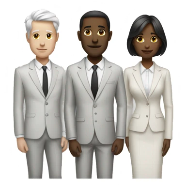 3 people stand in suit white skin sticker