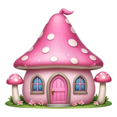 Girly pink tone cottage mushroom home sticker