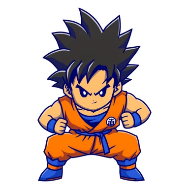 Goku from Dragon Ball Z, spiky black hair, orange gi sticker
