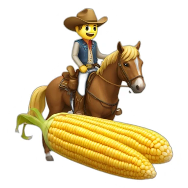 A cowboy riding a cob of corn sticker