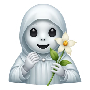 shy vanilla ghost with a flower sticker