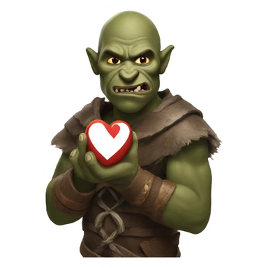 Brown Orc with a white palm on his face from the Lord of the Rings shows a heart sticker