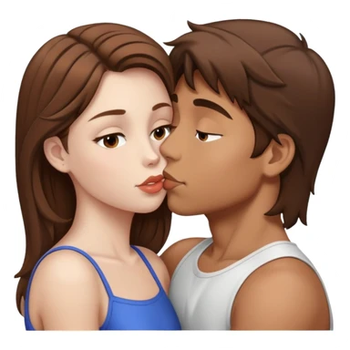 Boy brown hair tan girl brown hair pale kiss sticker