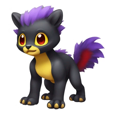 Cute cool dark black red purple yellow animal hybrid Fakemon full body sticker
