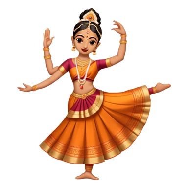 cinematic-realistic-bharatanatyam-dance-emoji,-depicted-as-an-elegant-classical-indian-dance-performance-with-graceful-poses,-intricate-costumes,-and-expressive-hand-gestures,-rendered-with-rich-textures-and-warm-dramatic-lighting sticker