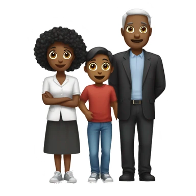 topical family emoji  white dad black mom black older sister and black little brother sticker