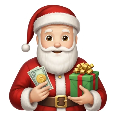 santa with money and instagarm logo on gift sticker