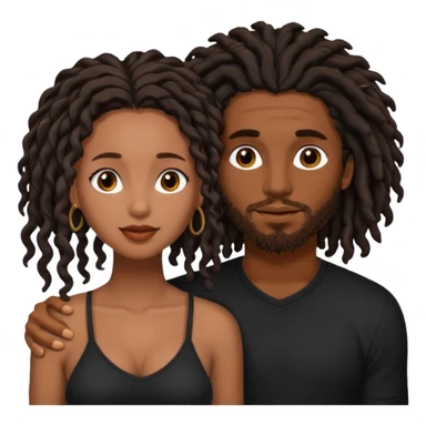 a brown skin woman with black curly hair  fucking with a brown skin man with black dread loc. Sucking his dick  sticker