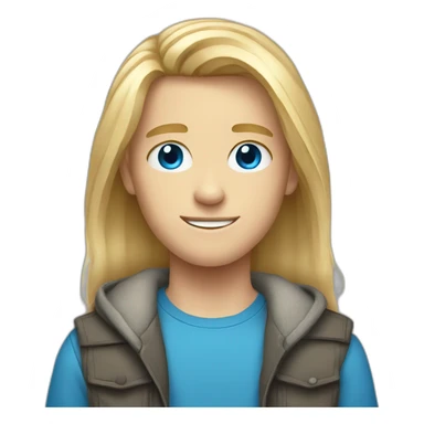 blue-eyed male teenager long straight blond hair sticker