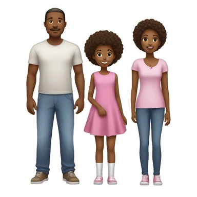 african american family, mom, dad,teenage tall daughter, young daughter, twin girl toddlers sticker