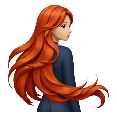 back view of long red hair sticker