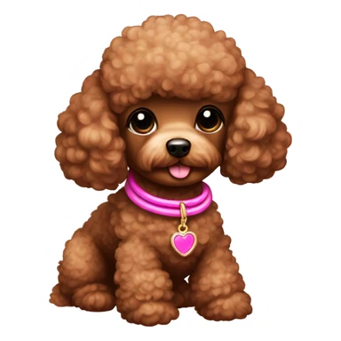 Toy poodle brown with pink necklace  sticker