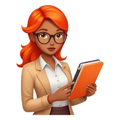 Confident, bold girl with planner . Think fiery colors, dynamic pose. sticker