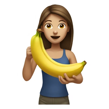 Brown haired Woman eating banana sticker