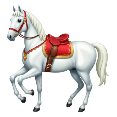 Christmas white horse with a full-length red saddle sticker