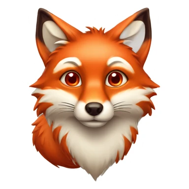 deep lush red fox face with tiny red heart instead of eyes sticker