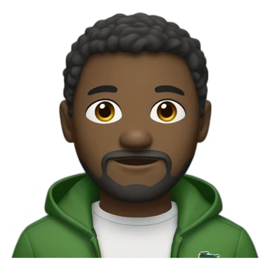 A dark skin short-haired person with a beard at the bottom and a light mustache, wearing Lacoste clothes  sticker