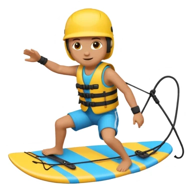 3D emoji-style icon of a person wakeboarding. sticker