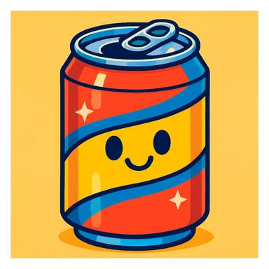 a soda can, vibrant and playful style sticker