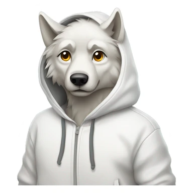 Wolf wearing white hoodie sticker