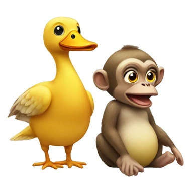 monkey and duck  sticker