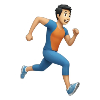 Asian man running sticker