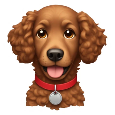 Dog with curly brown fur and a red collar, boy  sticker