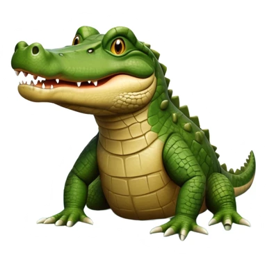 cinematic-crocodile-realistic-full-body-on all fours-emoji,-massive-scaled-body-partially-submerged-in-shallow-water,-head-tilted-dramatically,-rough-green-and-brown-hide-textured-with-deep-ridges,-simplified-yet-realistic-focused-features, head held high sticker