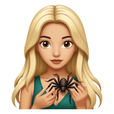 Attractive Mexican woman in her 20s with long blonde hair, with a tarantula sticker