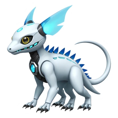  exotic futuristic modern white cyber-Fakémon-Digimon-Trico-creature sticker