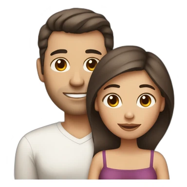 Husband clean-shaven and pregnant wife have dark brown haircut sticker