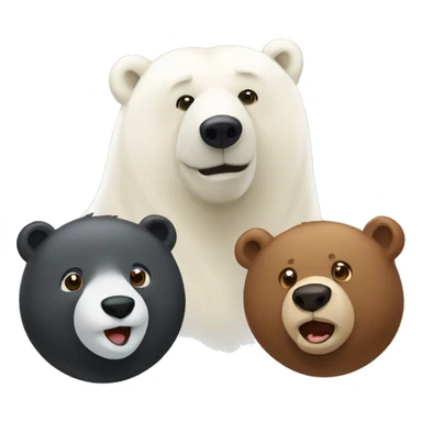 3 sweet bears. A polar bear,brown bear and black bear  sticker