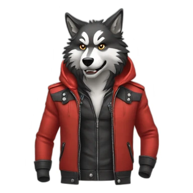 lobo como campera roja sticker