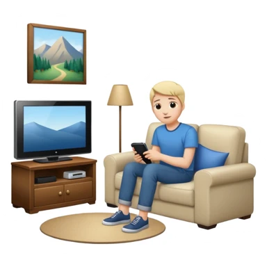 person watching a movie on the TV in their living room sticker