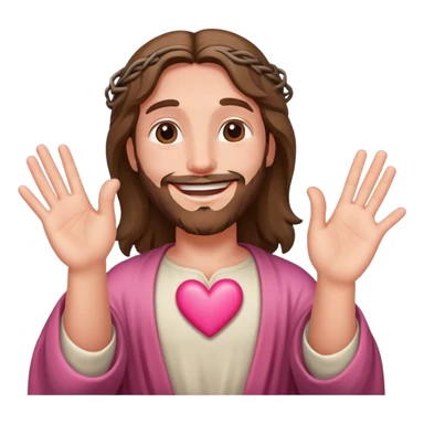 Happy Jesus forming a pink heart with fingers sticker
