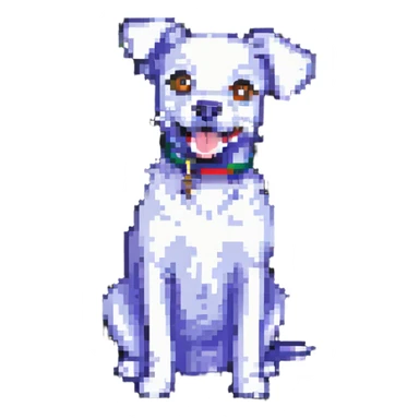playful pixel art style dog pose sticker