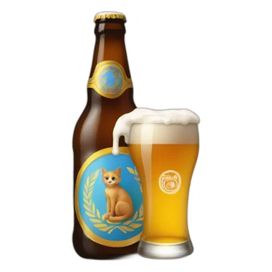 Un chat avec une bière sticker