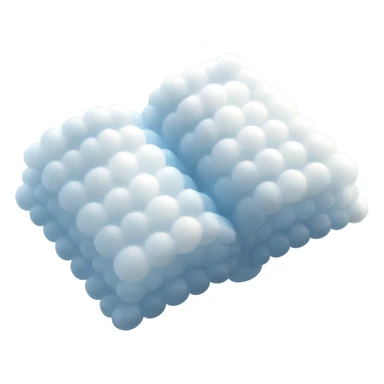 top view of a thick open book made entirely of small, very bright white fluffy convex clouds, matte glass style sticker