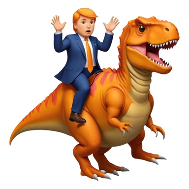 Donald Trump riding wild T-rex sticker